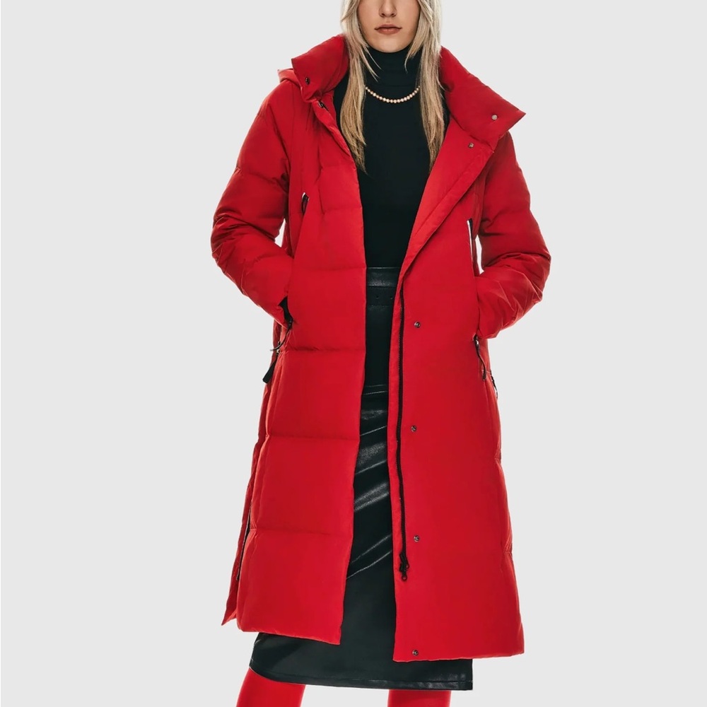 Elegant Red Puffer Jacket for Women